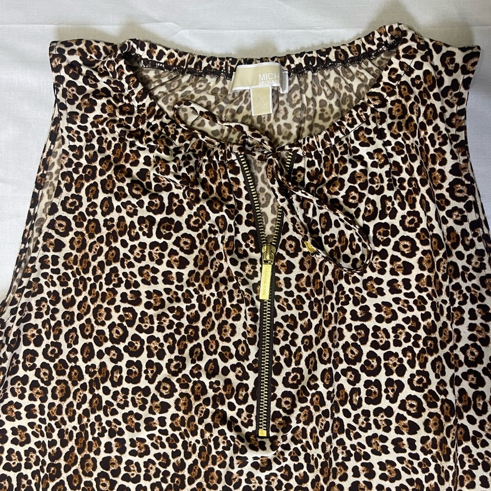 MICHAEL Michael Kors Brown Midi Dress Sleeveless Crew Neck